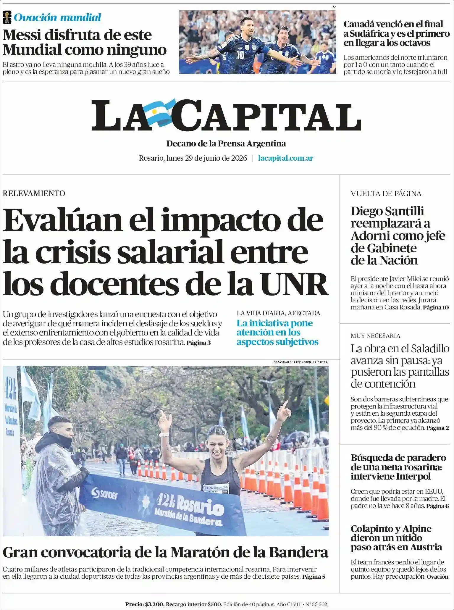 Evolucion Streaming | DEL SOL NOTICIAS - Tapa del diario La Capital Rosario