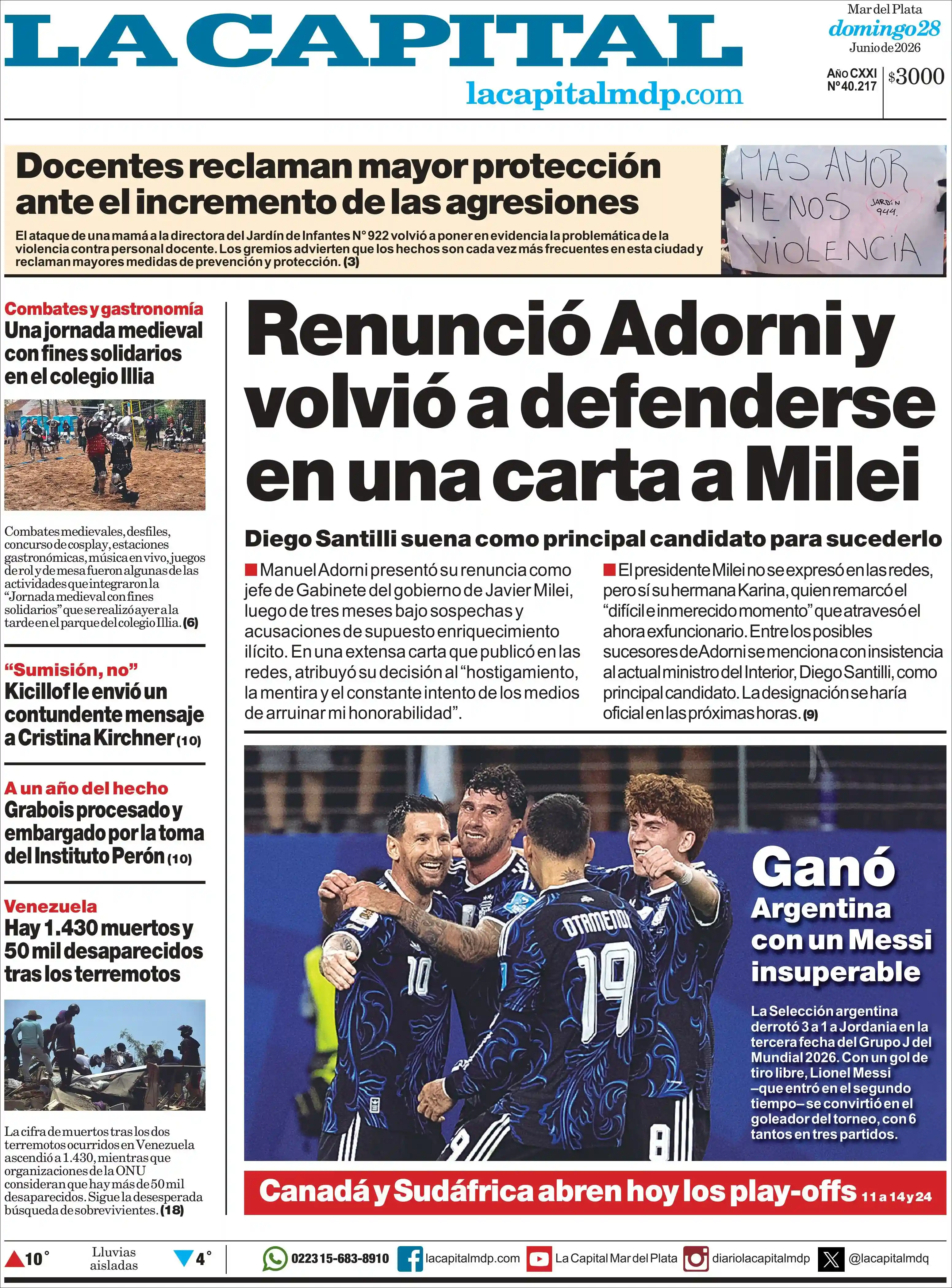 Evolucion Streaming | DEL SOL NOTICIAS - Tapa del diario La Capital